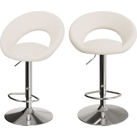 Set de 2 sillas de bar en metal y tejido bouclé 61/76,5 cm - Cloclo