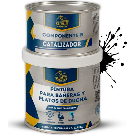 Pintura para Platos de Ducha y Bañeras, Mate, Ébano Profundo, Dos componentes, 600+150 ML