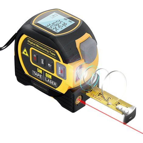 – Niveau laser télémètre 3-en-1 60m – Ruban à mesurer 5m – Matériau ABS+TPR – Plage de mesure précise ±2mm (1/5)