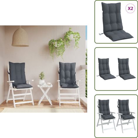 Coussins de chaise à dossier haut lot de 2 anthracite - Coussin De Chaise - Coussin D'extérieur - Coussin Décoratif - Coussin Confortable - Coussin Imperméable (1/5)