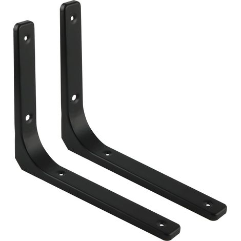 Soporte de pared para estante, 2 soportes metálicos, 300 mm x 250 mm, soporte robusto, adecuado para la decoración de paredes de cocinas industriales y el montaje mural de radiadores (negro). (1/5)