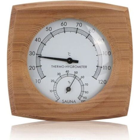 Thermomètre de sauna hygromètre en bois, thermometre hygrometre de sauna pour interieur, Thermomètres de saunas,Saunas Thermomètres numérique pour Saunass, 10 °C à 120 °C, 13x13.5cm