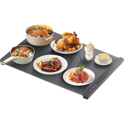 Chauffe-plats pliable, plaque chauffante électrique, tapis chauffant pour café, chauffe-aliments portable, gris, prise UE (1/5)