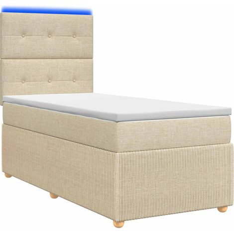Maison Exclusive - Letto Box Spring LED con Materasso Crema 100 x 200 cm Tessuto (1/5)