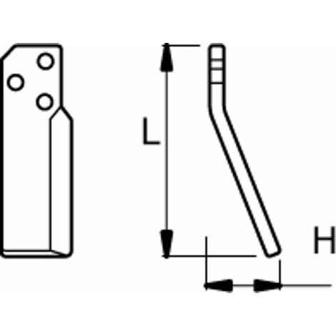 Marteau broyeur gauche L 225 H 75 Ø perçage 14,5