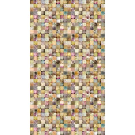 Wall, rideau imprimé carrés multicolores 140x245 cm, 1 pièce (1/2)