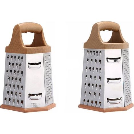Ensemble de 2 pièces rabot à grain de bois à six côtés-coupe-légumes multifonctionnel-éplucheur de rabot en acier inoxydable-8 pouces 9 pouces (1/5)