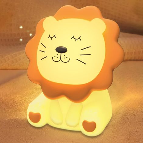 Veilleuse pour enfants, 7 couleurs, veilleuse en silicone pour enfants, 3 niveaux de luminosité, antireflet rechargeable pour chambre d'enfant, lampe de chevet mignonne et moelleuse (1/5)