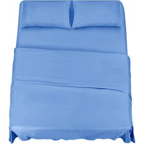 KLULK Set Lenzuola Completo Letto Matrimoniale Blu Cobalto, Lenzuolo Sotto Con Angoli + Lenzuolo Sopra + 2 Federe (1/5)