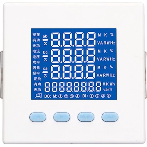Compteur d'énergie multifonctionnel triphasé, écran LCD blanc, surveillance précise de la consommation électrique, 220 V CA