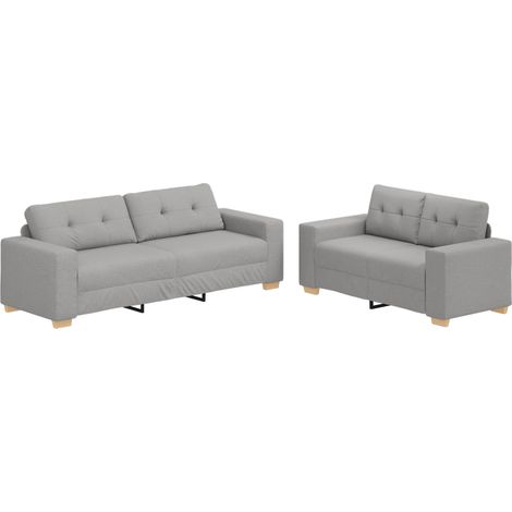 Divano 2 pz Grigio Nuvola Tessuto misto lino vidaXL (1/5)