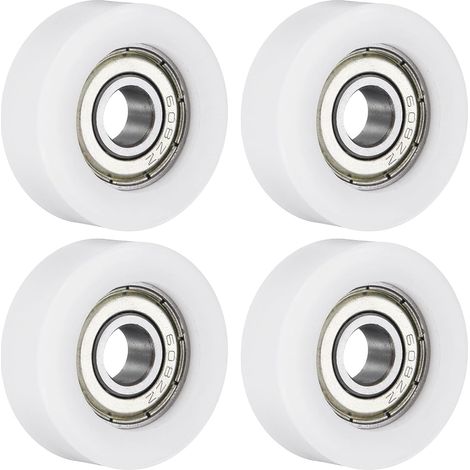4pcs 8 x 32 x 12 mm Double Shielded POM Roller Bearings Flat Pulley for Furniture, Hardware Accessories, White (1/5)