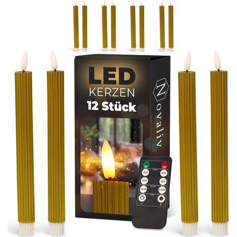12x Novaliv LED-Kerze ECHTWACHS geripptkerzen (1/5)