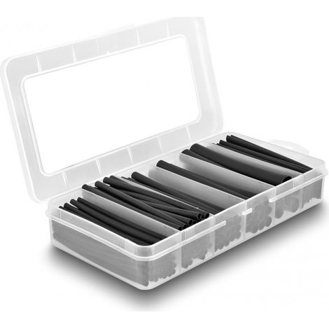 Delock Caja surtida de tubos termorretrÃ¡ctiles, pared doble con adhesivo interior, relaciÃ³n de contracciÃ³n 3:1, negro 122 piezas