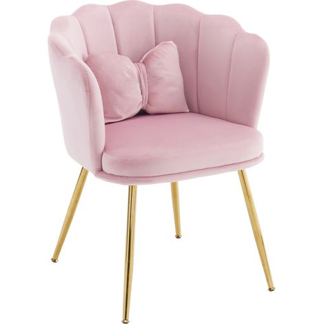 Chaise salle manger velours rose dossier fleur OKMYHOME (1/5)