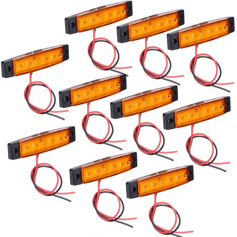 Lot de 10 feux de position latéraux pour camion, avec 6 LED 12 V orange. (1/5)