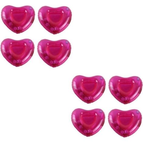 Set di 8 portabevande gonfiabili a forma di cuore, per spiaggia e acqua, colore rosa.