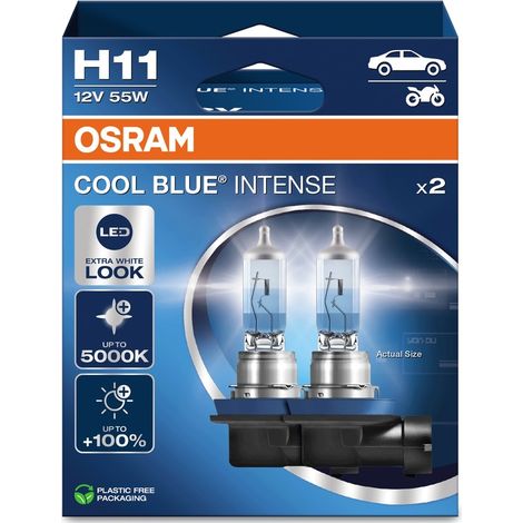 Glühbirnen H11 OSRAM Kühl Blau Intensiv 5000K LED Extra Weiß Look 55W (1/5)