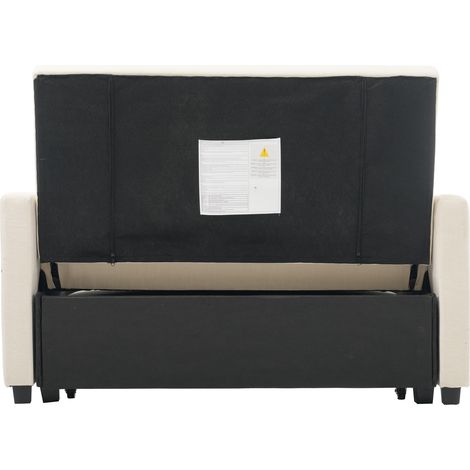 Multifunktionales Schlafsofa Beige 127 x 75 x 94 cm mit verstellbarer Rückenlehne und 2 Kissen (1/5)