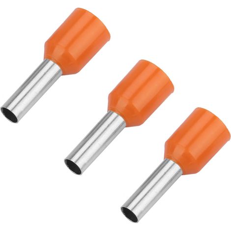 Lot de 500 douilles E2508 à sertir, connecteurs de câble isolés orange, bornes électriques pour fil, embouts de connexion, kit de cosse isolée (1/5)