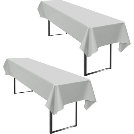 2er Set Bierzeltgarnitur Tischdecke 110x260cm Grau, Polyester, fleckenabweisend