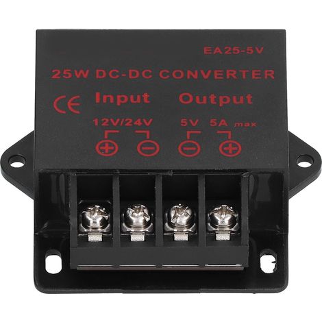 Convertisseur de tension DC 12V 24V vers 5V 5A, module régulateur abaisseur alimentation, transformateur réducteur 25W (1/5)