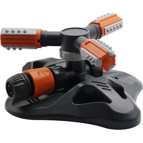 (Orange et noir) Système d'arrosage automatique rotatif à 360° pour jardin et pelouse, buse rotative à raccord rapide, accessoires d'irrigation. (1/4)