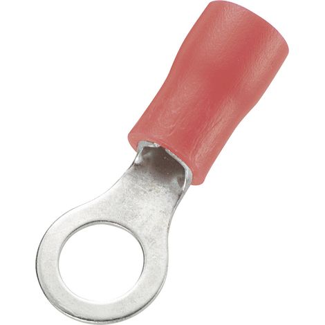 TRU COMPONENTS 746061 Ringkabelschuh  Querschnitt (max.)=1.50 mm² Loch-Ø=5.2 mm Teilisoliert Rot 100