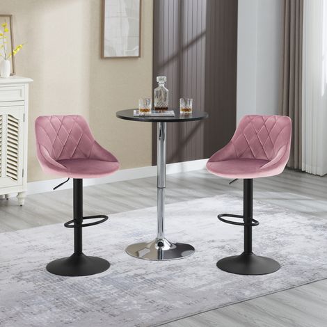 WOLTU 2er-Set Barhocker Tresenhocker, Gute gepolstert, Samt, Hocker Höhenverstellbar, Drehbar, Rosa (1/5)
