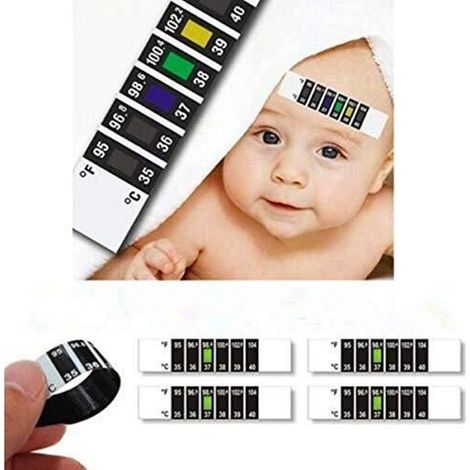 Bandelette Thermometre - Reutilisable - Flexible - Pour Bebe Et Enfant - Sans Mercure - Lot De 10 (1/4)