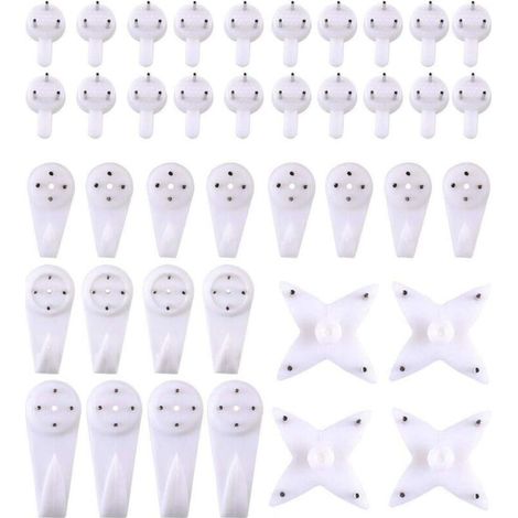 Lot de 40 crochets de suspension pour mur en dur et cloison, pour accrocher des tableaux, des photos de mariage, des miroirs