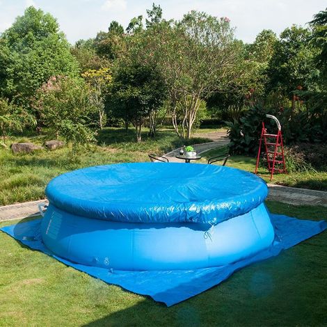 Couverture de piscine - Couverture ronde - Couverture anti-poussière - Protection pour piscine - Piscine - Couverture ronde - Bleue - Diamètre 183 cm - PE (1/5)