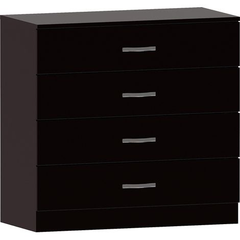 Riano 4 Drawer Chest of Drawers Bedroom Storage Furniture, Black