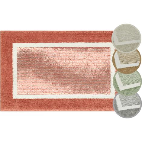 Tapis de Bain antidérapant - Doux et Moelleux - Tapis de Douche pour Salle de Bain - Lavable - 60 x 100 cm - Rouge Rouille (1/5)