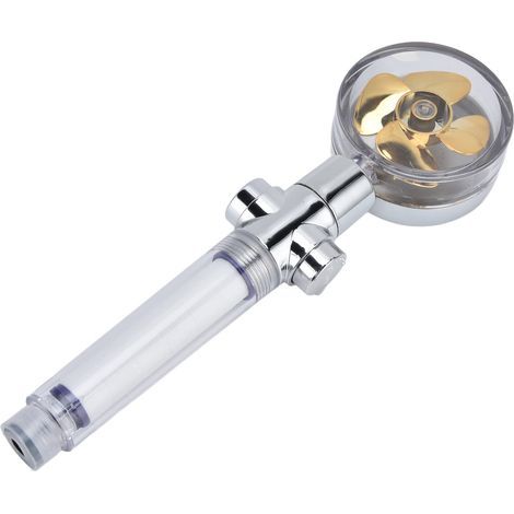 Pommeau de Douche, pommeau de Douche à hélice en Plastique Portable détachable pour économiser l'eau(Douche de Ventilateur d'or) (1/5)