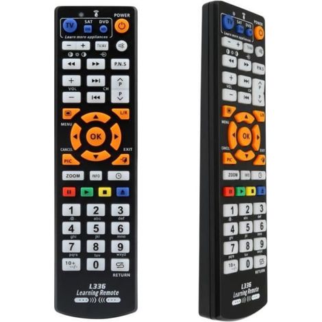 Couleur NOIR Télécommande universelle L336, télécommande intelligente IR avec fonction d'apprentissage pour TV, CBL DVD SAT HIFI (1/4)
