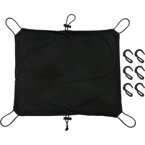 Filet à bagages moto - Très élastique et imperméable - Filet élastique de 42 cm x 60 cm - Avec crochets, idéal pour les casques, bagages, vélos et accessoires moto. Noir (1/5)