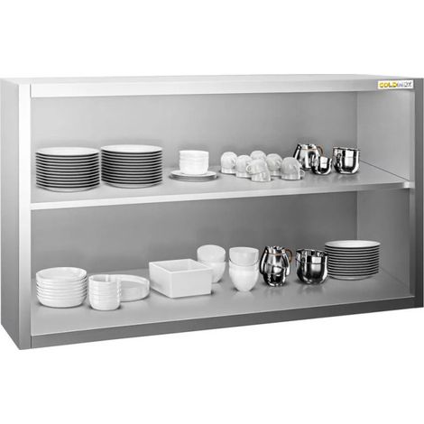 Placard mural inox 1500x400 mm - Hauteur 800 mm ouvert PREMIUM - GOLDINOX (1/4)