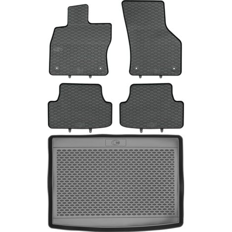 Volkswagen Golf VII Hatchback a partir de 2020 SET - Alfombrillas de goma para coche + alfombrilla para maletero