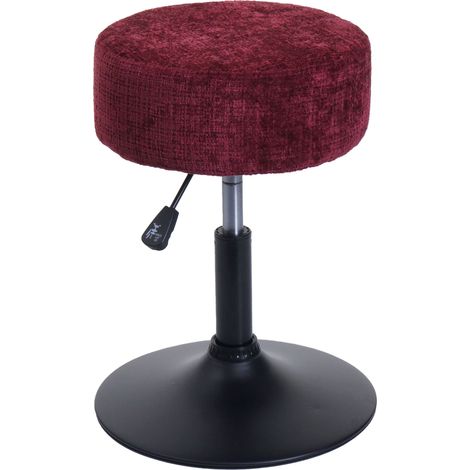 [JAMAIS UTILISÉ] Tabouret HHG-827, tabouret de maquillage, réglable en hauteur pivotant Ø 37cm Tissu Chenille (465g/m²) MVG, bordeaux