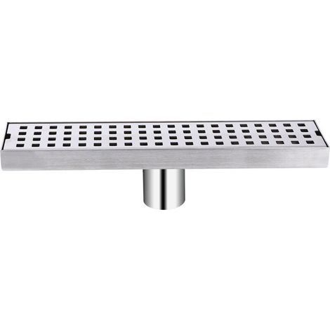 Caniveau de douche 30cm en acier inox – Siphon de sol avec filtre à cheveux – Évacuation à carreler pour salle de bain – Appareil désodorisant (1/3)
