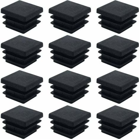 40 embouts carrés pour meubles, bouchons tubulaires carrés en plastique 20 mm x 20 mm, bouchons antidérapants, embouts rectangulaires noirs, bouchons à insérer, protections pour tubes de chaises de bu