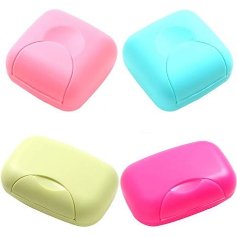 Estuche organizador portátil de 4 piezas para jabón en colores pastel para el hogar, el baño, senderismo, viajes, camping y otras actividades al aire libre (2 pequeños + 2 grandes) - Crezuo (1/4)