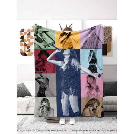 Kuscheldecke mit Musikalbum-Motiv für Schlafzimmer, Wohnzimmer, Sofa, Auto – Dekorative Decke 130 x 150 cm (1/4)
