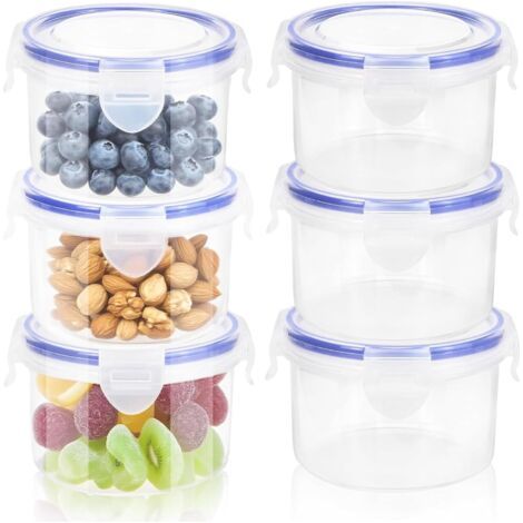 Récipients Alimentaires Hermétiques, Lot de 6 Boîtes de Congélation de 300 ML, avec Couvercle, Rondes, Etanches et Réutilisables, pour la Conservation des Aliments (1/5)