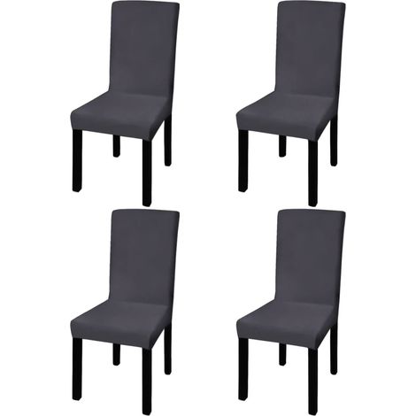 Funda de silla elástica recta 4 piezas antracita DEC022374
