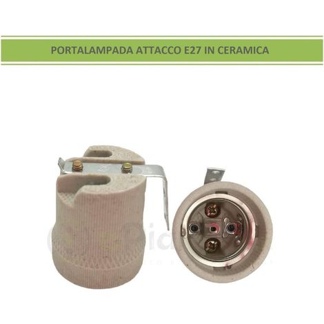 Portalampada per lampadina attacco grande E27 grigio in ceramica 250V con sfaffa (1/3)