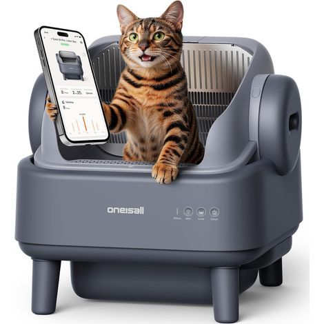 Litière pour chat autonettoyante, ouverture automatique, avec système, bac à litière autonettoyante pour chat et modes manuels, avec tapis de toilette et 40 sacs