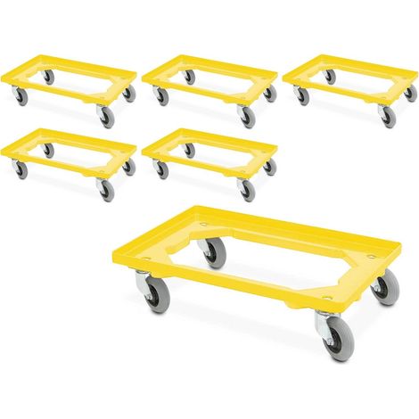 BRB Spar-Set, 6X Transportroller mit Flüsterrollen, für Behälter 600x400 mm oder 2X 400x300 mm (Gelb) (1/2)