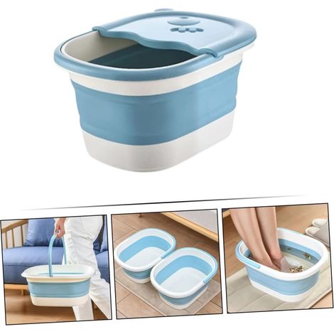 SHINING HOUSE 1 Pc bain de pied seau de massage des pieds tasses de fête sur la plage baignoire pliable bassin de trempage des pieds de voyage bassin de trempage des pieds pliant grande paille